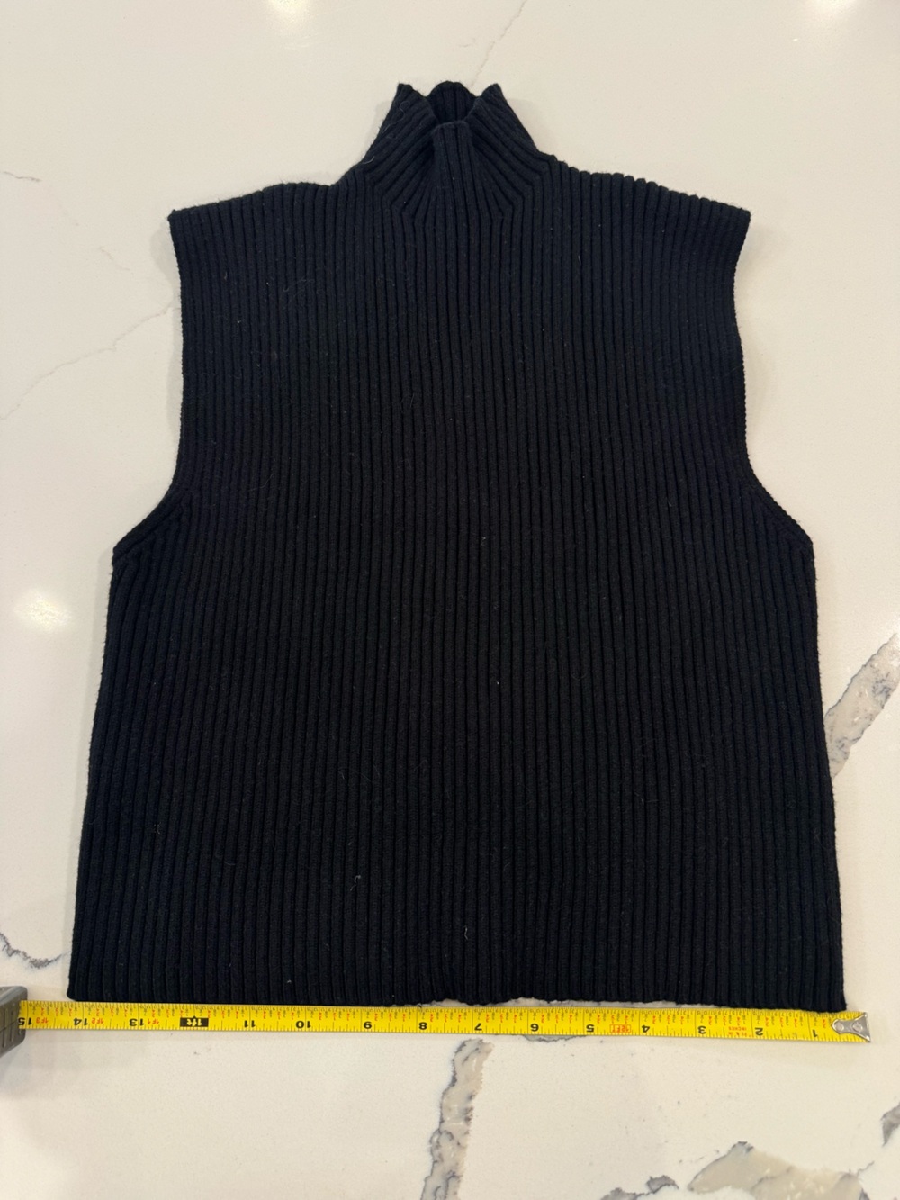 Zara  Black Ribbed Sleeveless Mock Neck Sweater
